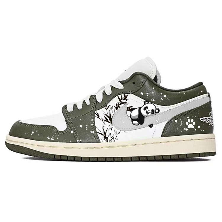 Jordan Air Jordan 1 Anti Slip Wear Resistant Low Top Vintage Basketball Shoes Unisex White Green