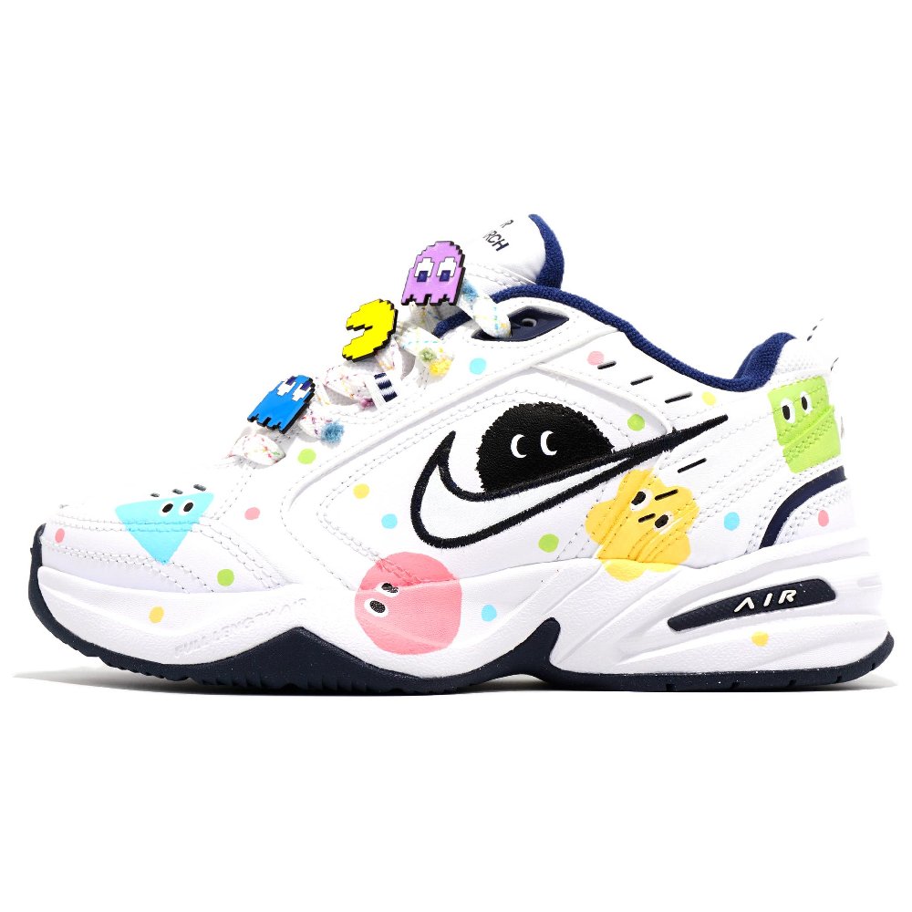 Nike Air Monarch 4 Quirky Color Blocks Slip Resistant Height Increasing Low Top Chunky Sneakers Unisex Black White