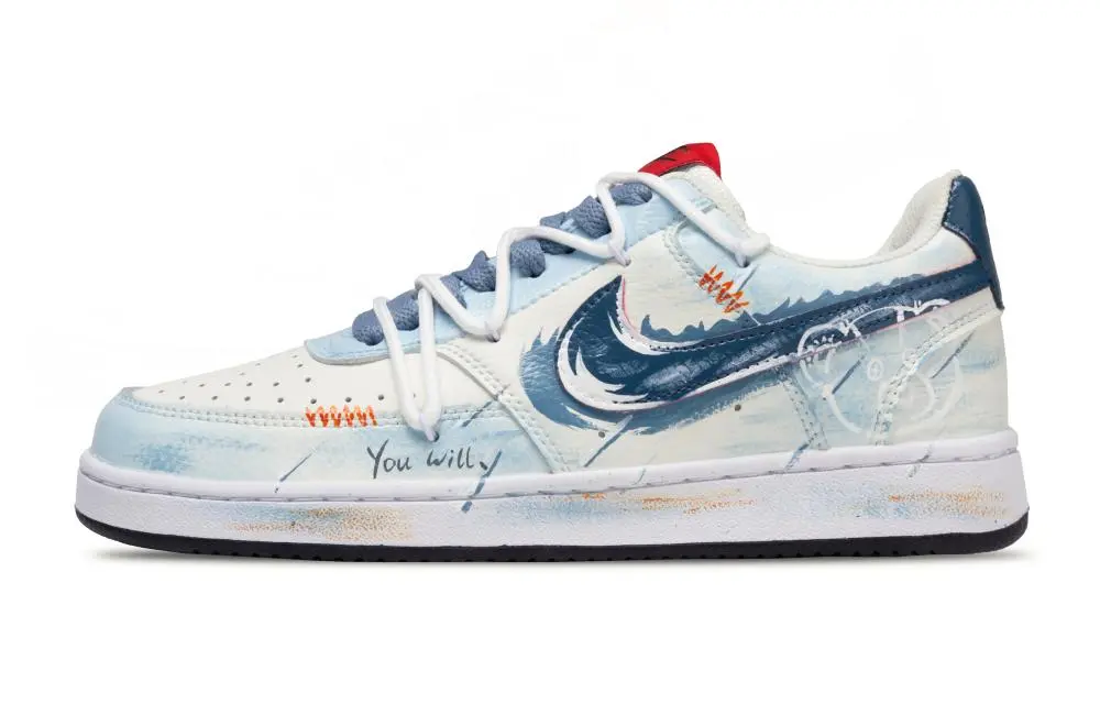 Nike Court Vision 1 Polar Bear World Abrasion Resistant Low top Skateboard Shoes Unisex Blue White