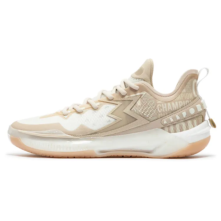 361° BIG3 5.0 Quick PRO Cushioned Wear-Resistant Coverage Low-Top Carbon Plate Basketball Shoes Men's White Gold