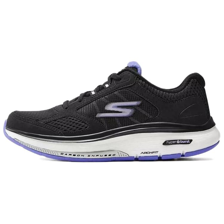 Skechers Cushioning Breathable Coverage Rebound Low-Top Casual Running Shoes Women's Black Purple