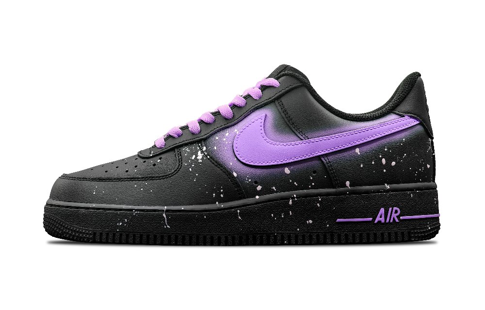 Nike Air Force 1 Anti-Slip Wear-Resistant Low-Top Skateboard Shoes Unisex Black Purple