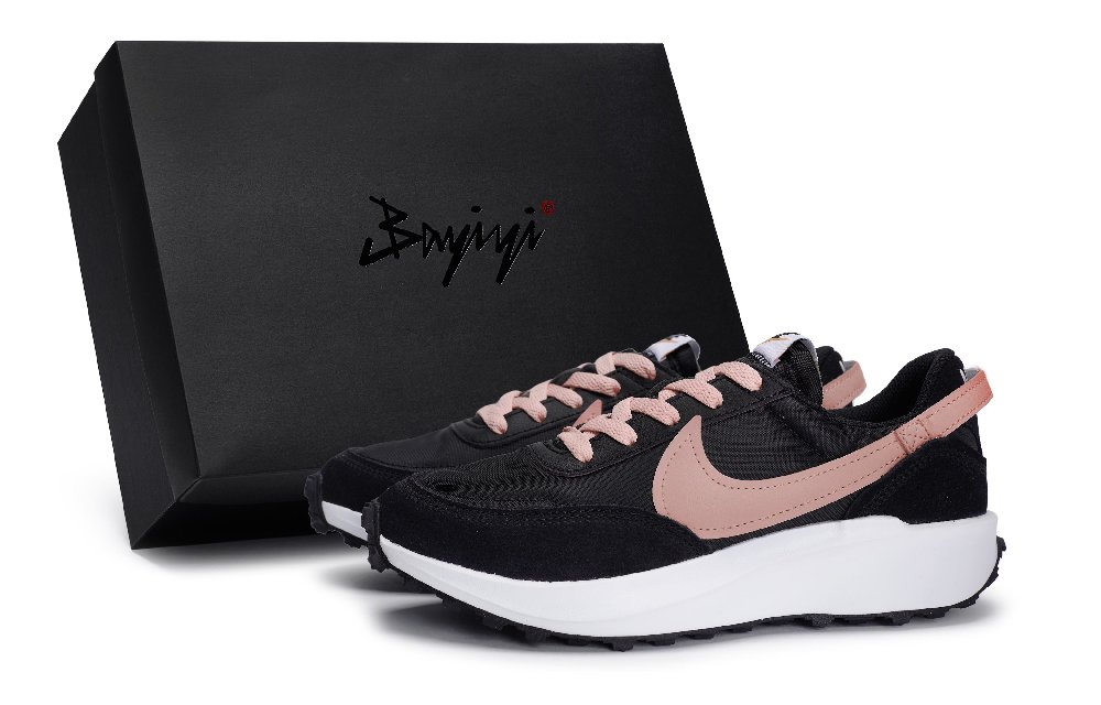 Nike Waffle Debut Cushioning Wear-Resistant Low-Top Casual Shoes Women's Black And White Meat Powder
