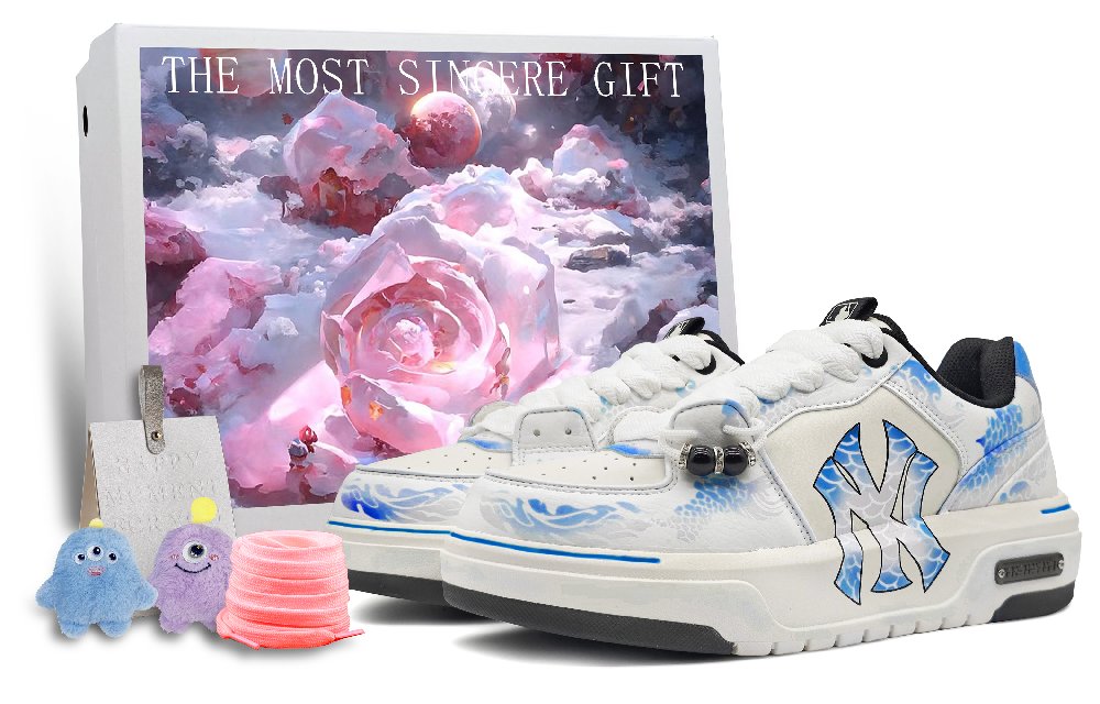 MLB Chunky Liner Low Top Skateboard Shoes Unisex White Blue