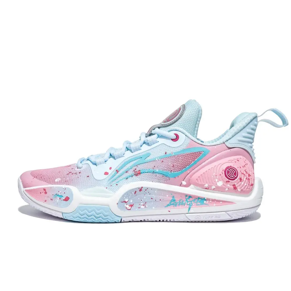 LiNing Speed 9 Shock Absorbers Slip Resistant Abrasion Resistant Low top Basketball Shoes Men's Ice Blue Pink