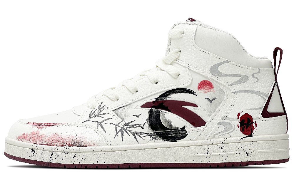 Anta Anti-Slip And Wear-Resistant Lightweight Mid-Top Skateboard Shoes Men's White Red
