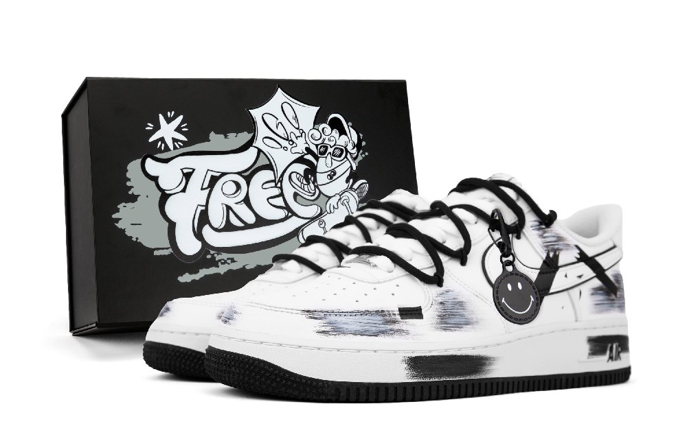 Nike Air Force 1 Low Top Skateboard Shoes Men's Black White