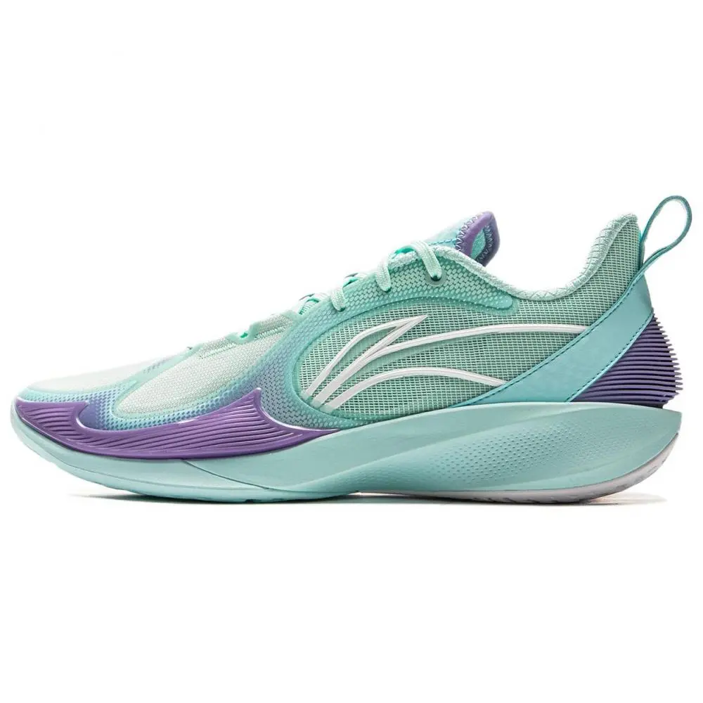 LINING Speed 2V2 Basketball Shoes Men's Low top Floating Green Sky Blue