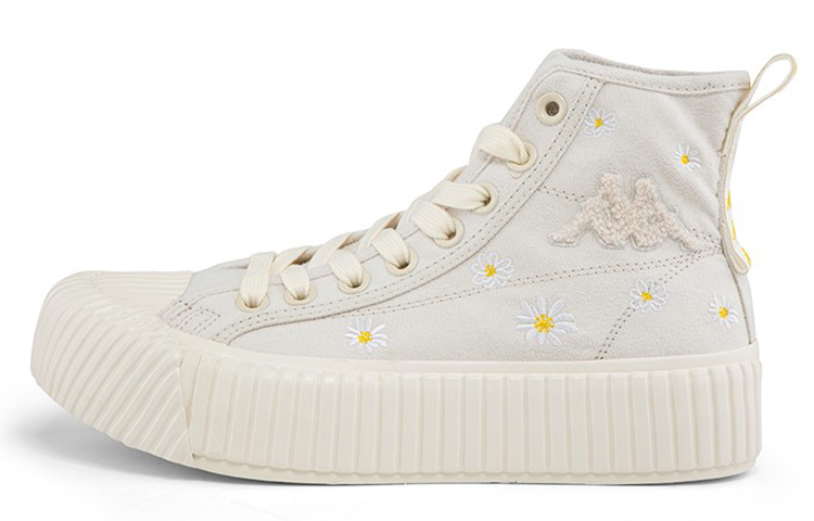 Kappa Label String Coverage Anti-Slip And Wear-Resistant High-Top Skateboard Shoes Women's Moon Gray