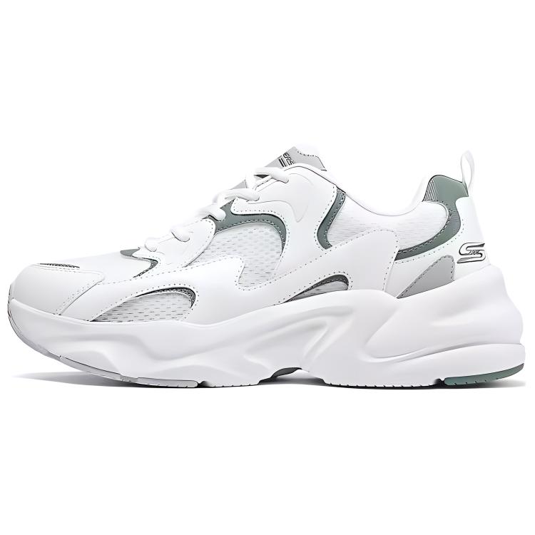 Skechers DLITES Cushioning Anti-Slip Wear-Resistant Breathability Low-Top Chunky Sneakers Men's White Green