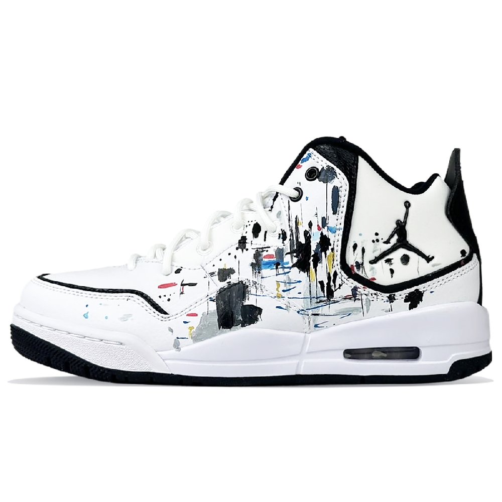 Jordan Courtside 23 Anti-Slip Wear-Resistant Mid-Top Vintage Basketball Shoes Men's Black White