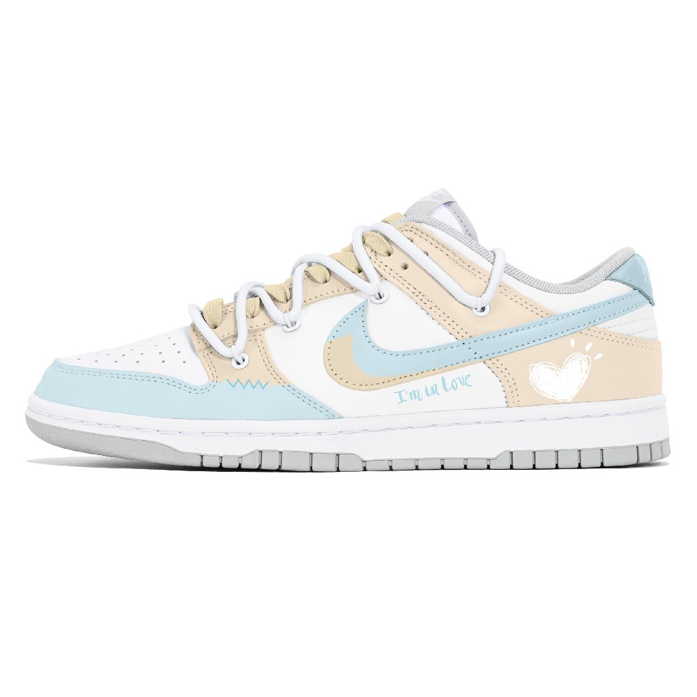 Nike Dunk Slip-Resistant Low-Top Skateboard Shoes Women's Yellow Blue