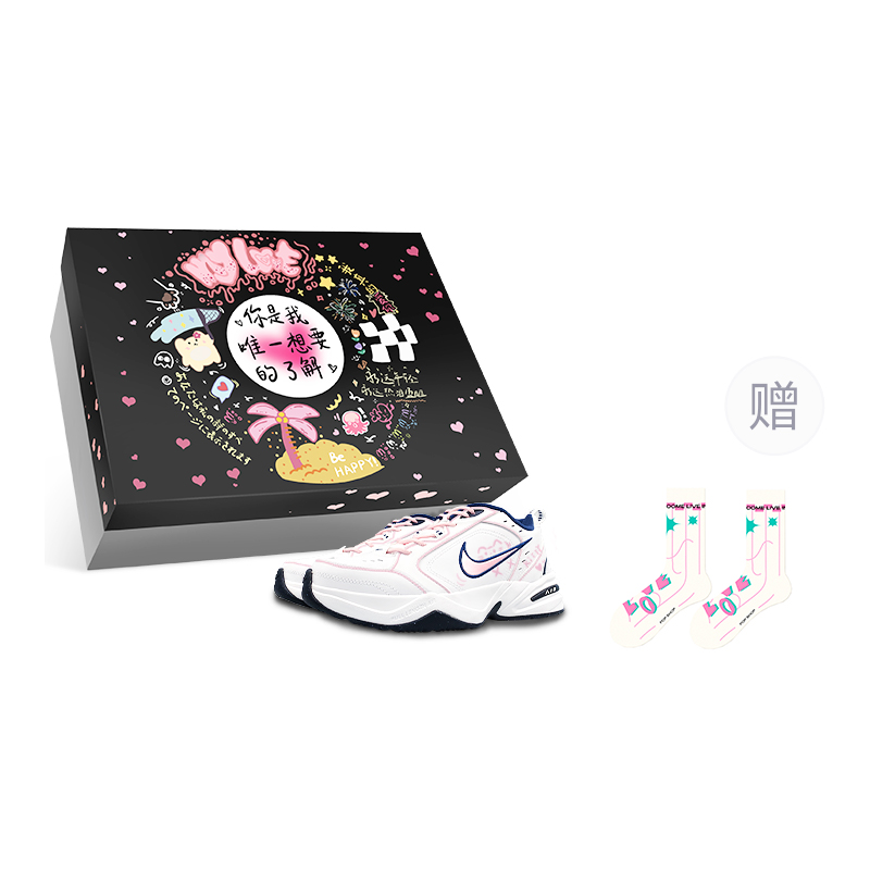 Nike Air Monarch 4 Low-Top Chunky Sneakers Unisex White Pink
