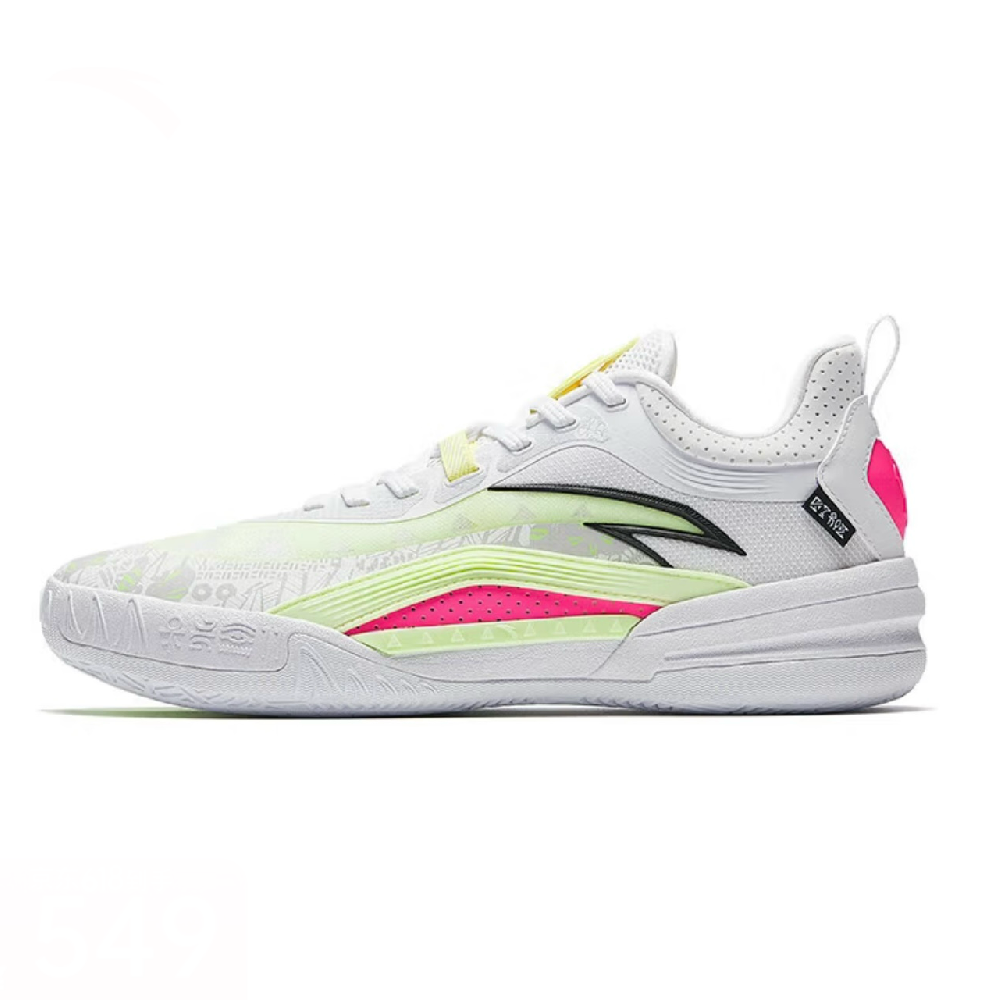 Anta Shock Absorbers With Slip Resistant And Abrasion Resistant Properties Low Top Basketball Shoes Men's White Green