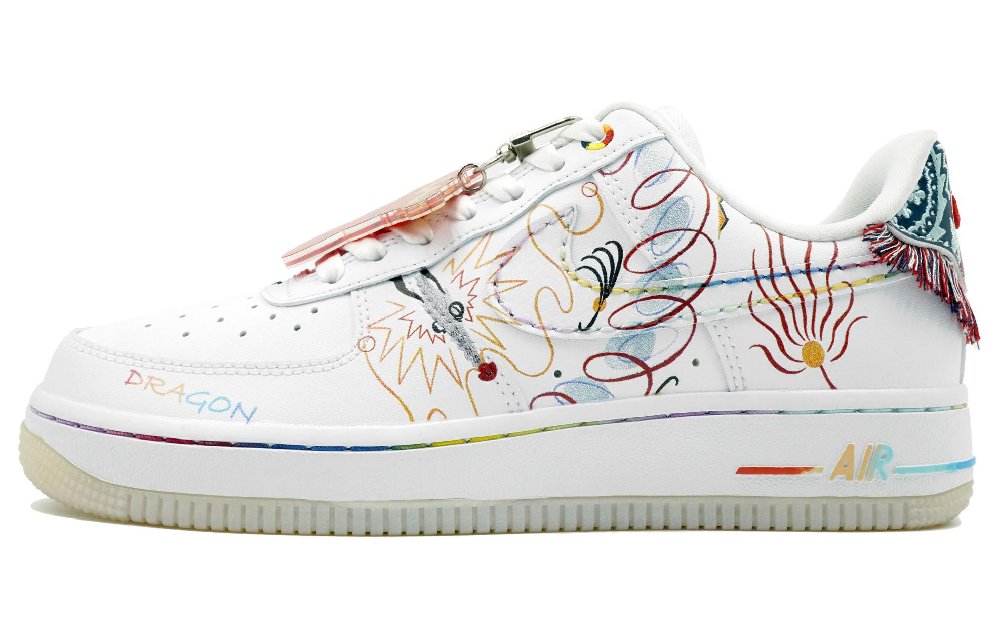 Nike Air Force 1 Kaleidoscope Rayli Blessing Anti-Slip Wear-Resistant Low-Top Skateboard Shoes Women's White