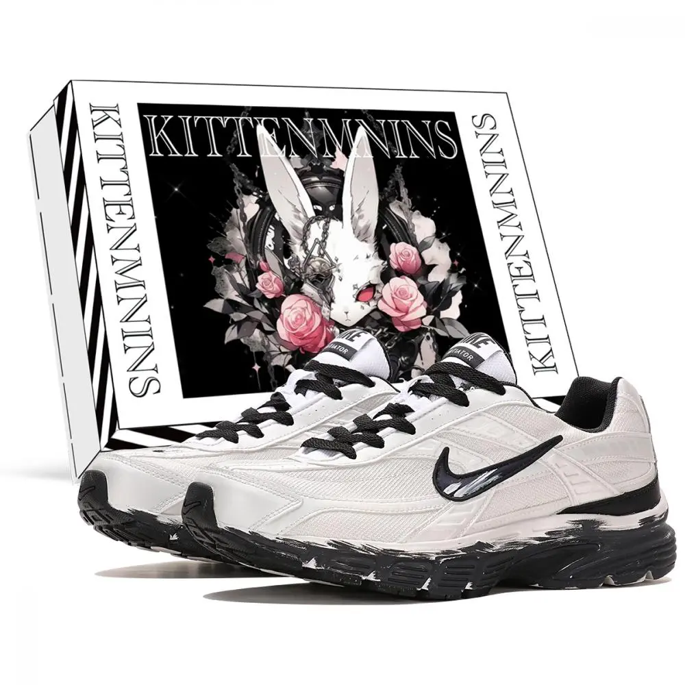 Nike Initiator Cushioning Support Low top Running Shoes Men's Silver Black