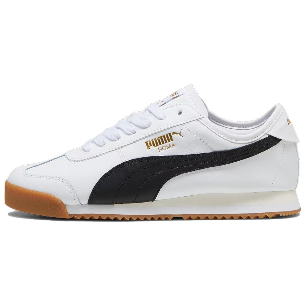 PUMA Roma Anti Slip Wear Resistant Low Top Casual Shoes Men's White Black