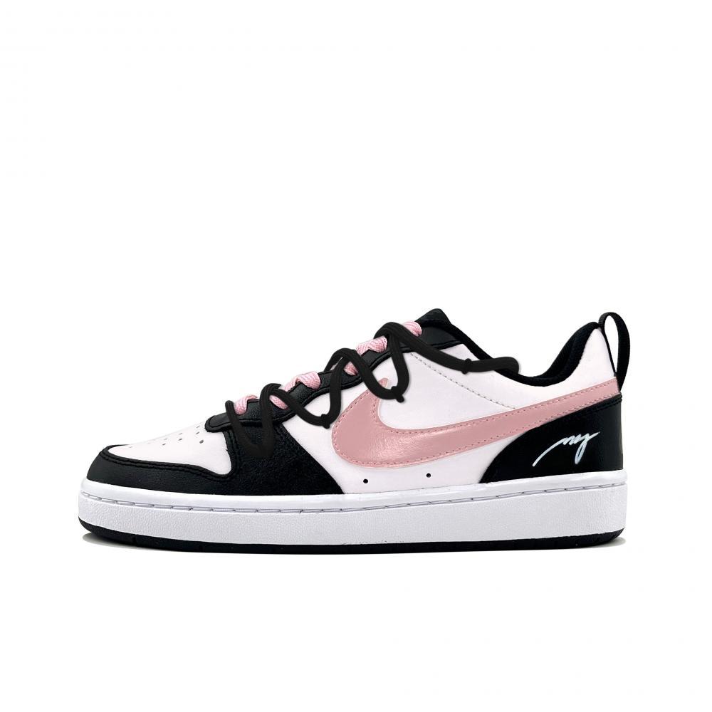 Nike Court Borough 2 Low Top Skateboard Shoes GS Black Pink