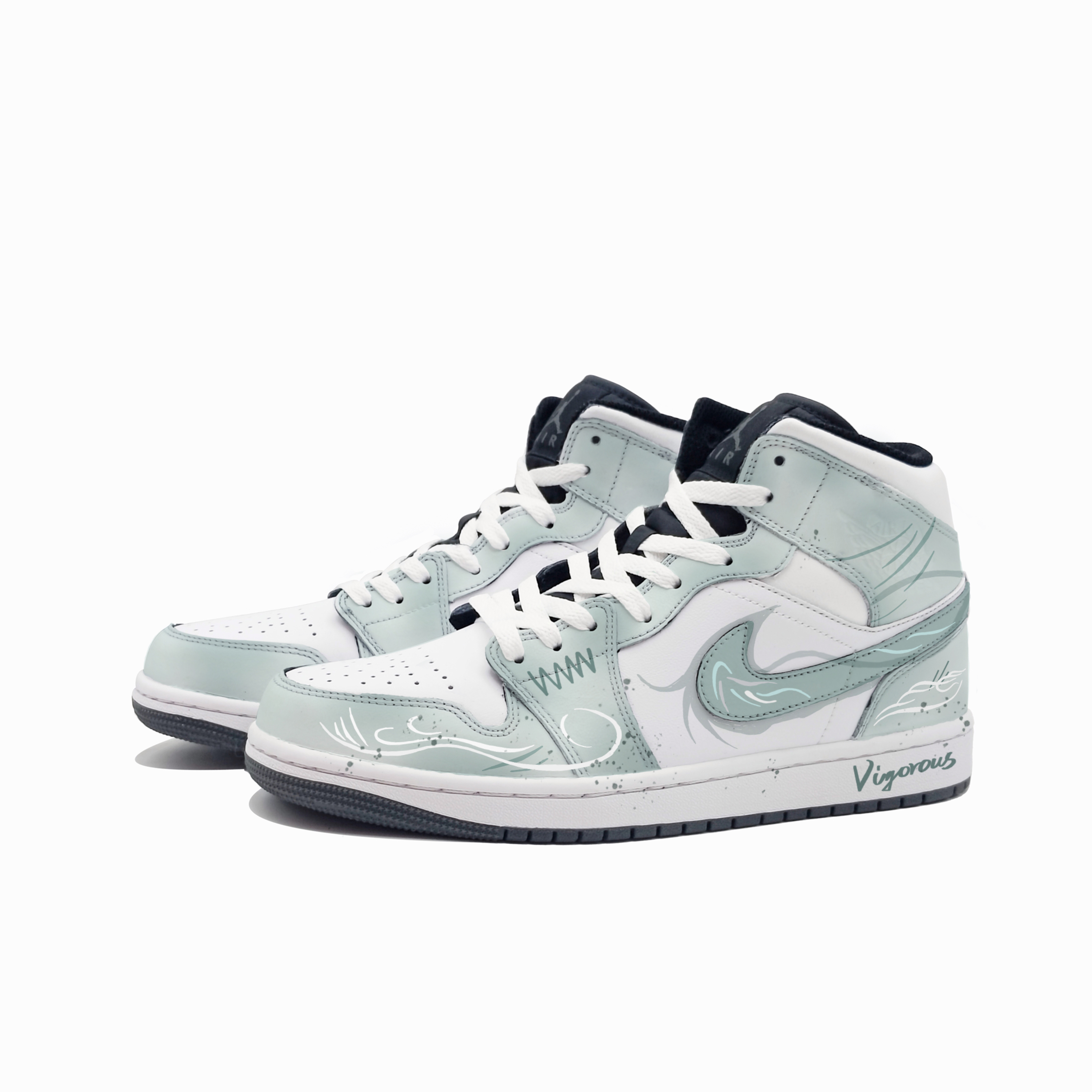 Jordan Air Jordan 1 Empty Mountain Mist, Dark Cyan Abrasion Resistant Mid top Vintage Basketball Shoes Unisex Cyan купить в интернет-магазине Yoocart с быстрой доставкой по России.