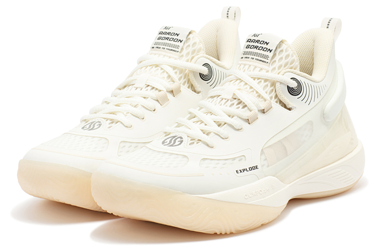 361° AG Anti-Slip Wear-Resistant Low-Top Basketball Shoes Men's Feather White