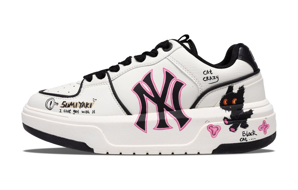 MLB Chunky Skateboard Shoes Unisex Low-Top Black/Pink