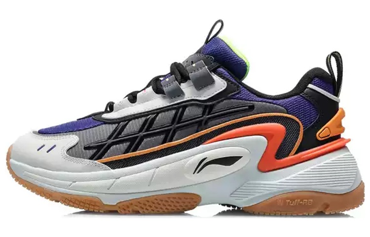 LiNing Nebula Cushioning Anti-Slip And Wear-Resistant Low-Top Sports Casual Shoes Men's White Blue Orange