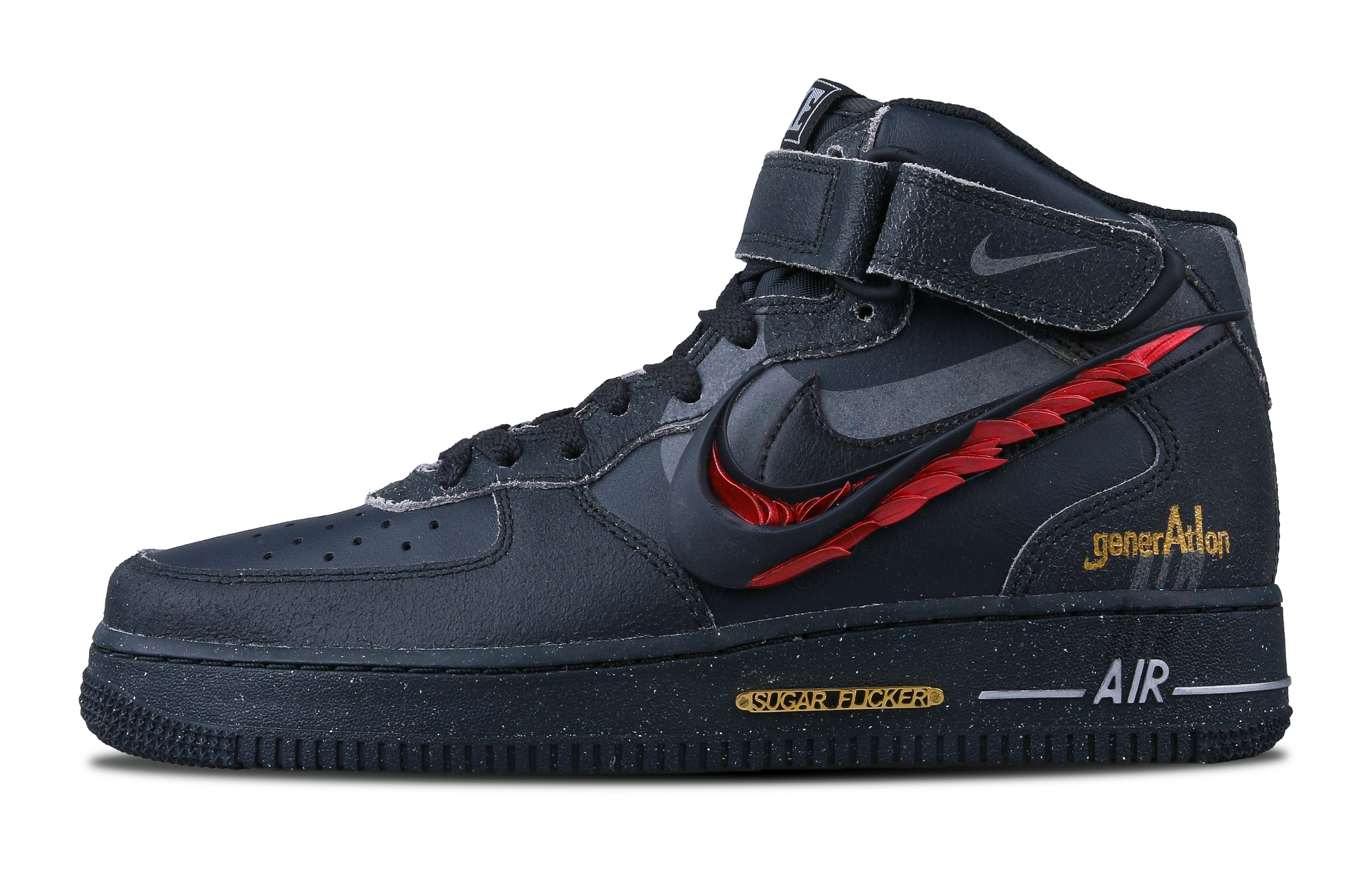 Nike Air Force 1 AI-Assisted Design 3D Printing Dracula Deconstruction Mid-Top Skateboard Shoes Men's Black Red