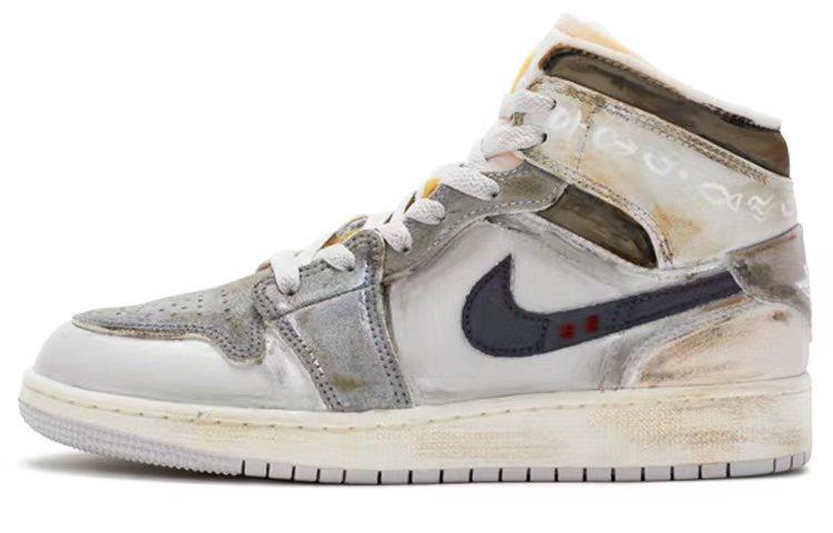 Jordan Air Jordan 1 Mid Vintage Basketball Shoes Men's Gray White Brown