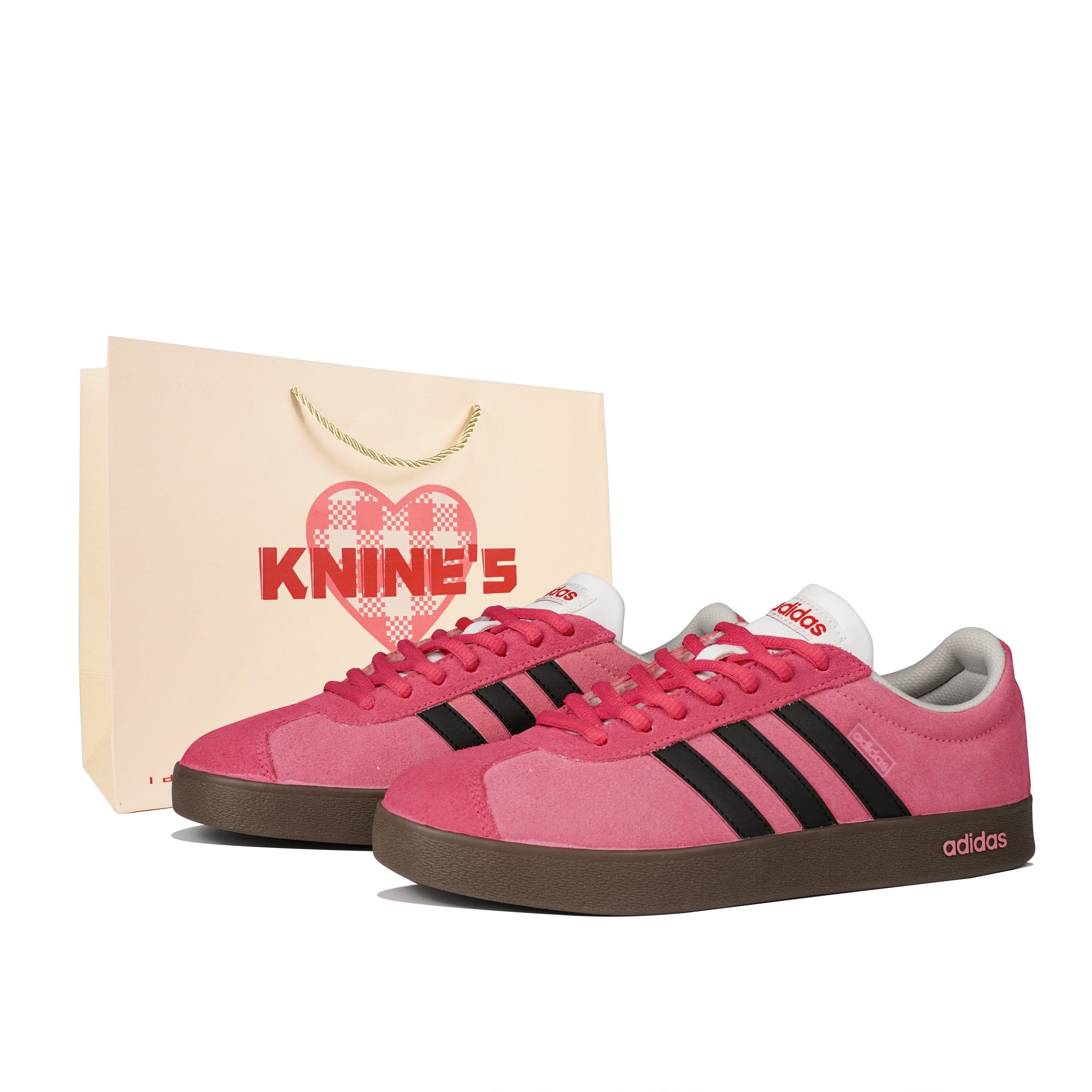 Adidas VL COURT 2.0 Cushioning Low top Skateboard Shoes Unisex Black Pink