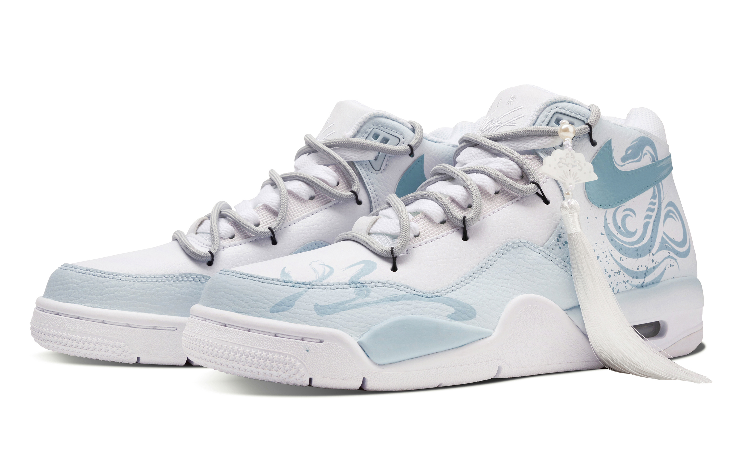 Nike Flight Legacy Snake Shadow Dreamy Anti-Slip Wear-Resistant Mid-Top Vintage Basketball Shoes Unisex Light Blue купить в интернет-магазине Yoocart с быстрой доставкой по России.