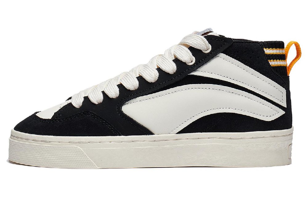 LiNing Wave 180 VNTG Slip Resistant Mid top Skateboard Shoes Men's Black Rice White