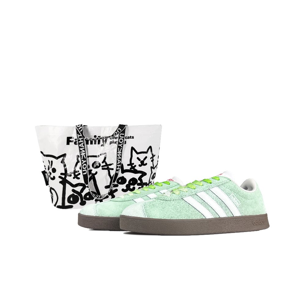 Adidas Neo VL Court Lifestyle The Wizard Of Oz Anti Slip Wear Resistant Low Top Skateboard Shoes Unisex Green White