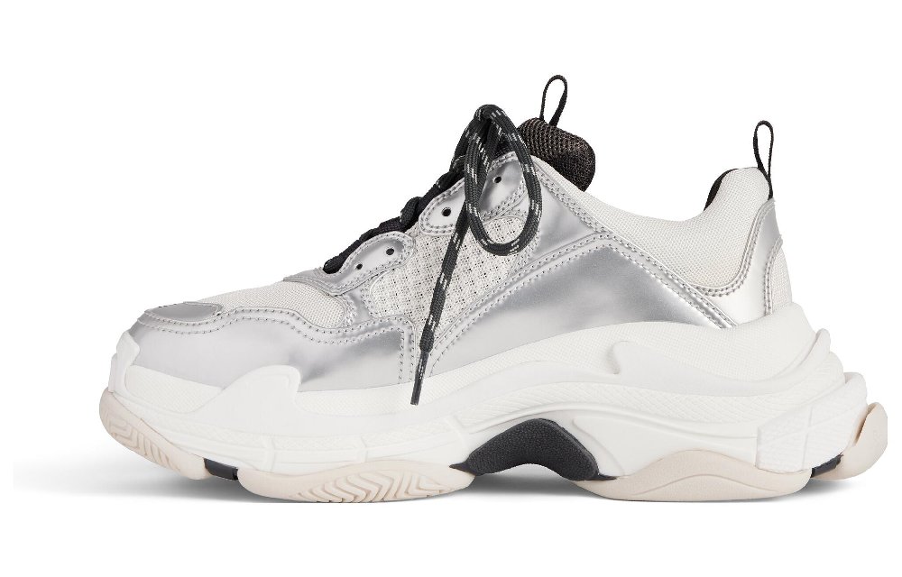 Balenciaga Triple S Sneakers 'Black White Silver Double Foam And Mesh' Women's