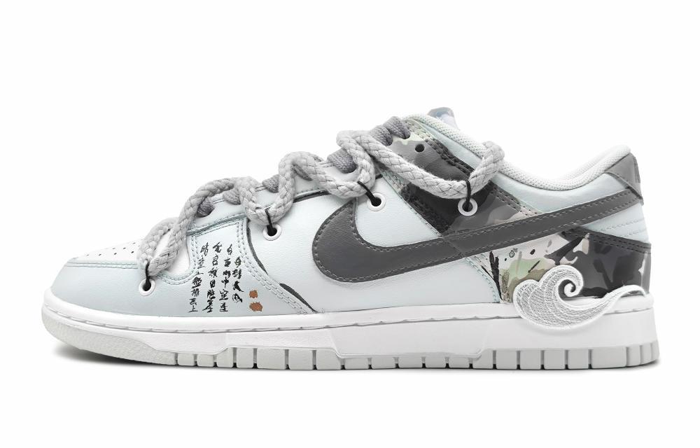 Nike Dunk Low-Top Skateboard Shoes GS Gray Blue