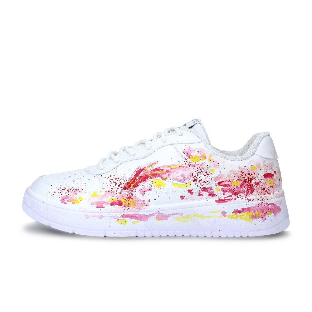 LiNing Pontoon Boats Abrasion Resistant, Lightweight, And Breathable Low Top Skateboard Shoes Unisex White Pink Yellow