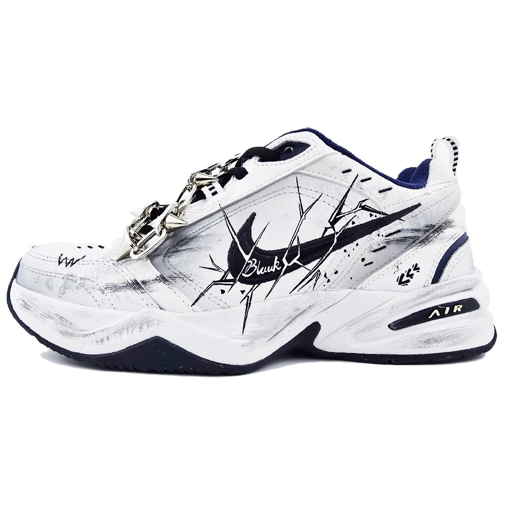 Nike Air Monarch 4 Anti-Slip Wear-Resistant Low-Top Chunky Sneakers Unisex Black White
