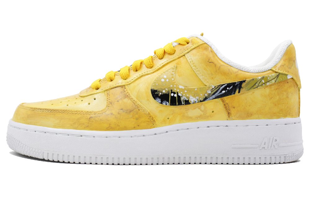 Nike Air Force 1 Yellow Robe Fits Well Anti-Slip Wear-Resistant Low-Top Skateboard Shoes Women's Black Yellow