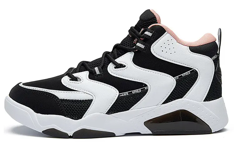 361° Cushioning, Wear Resistant Mid top Vintage Basketball Shoes Women's Black White