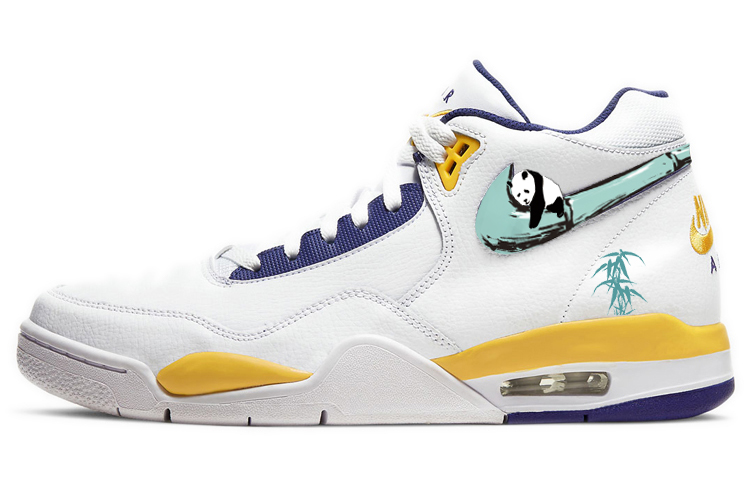 Nike Flight Legacy Mid-Top Vintage Basketball Shoes Men's White Yellow Green