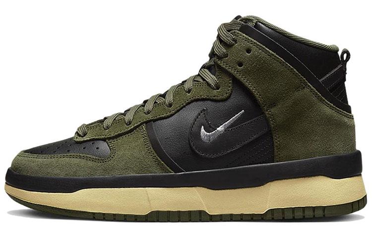 Nike Dunk High Up Medium Olive Black Velvet Brown Wolf Grey Women's