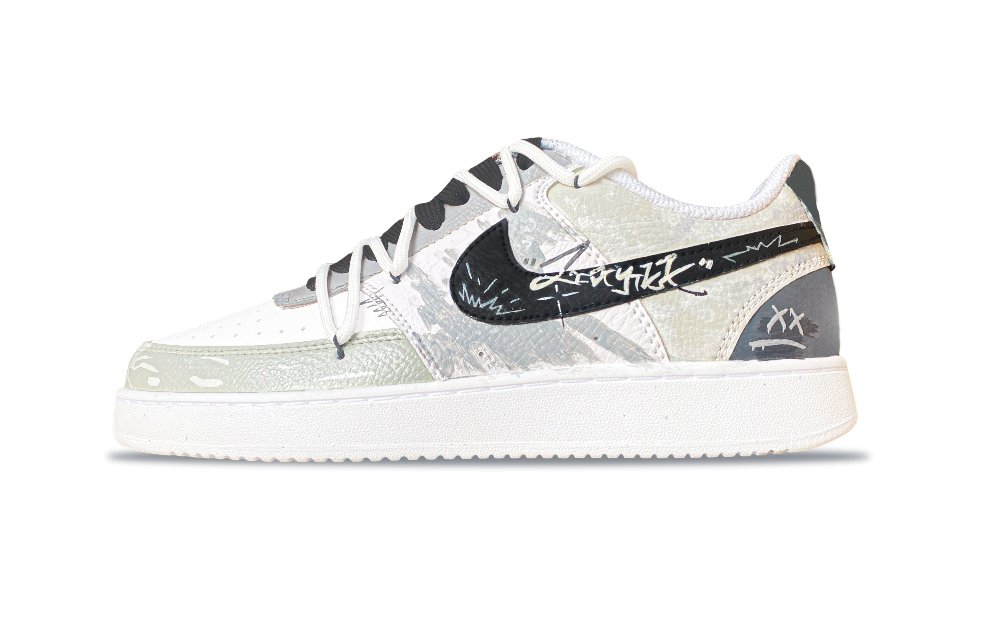 Nike Court Vision 1 Avant Garde Path Non slip Lightweight Low Top Skateboard Shoes Men's Black White Gray
