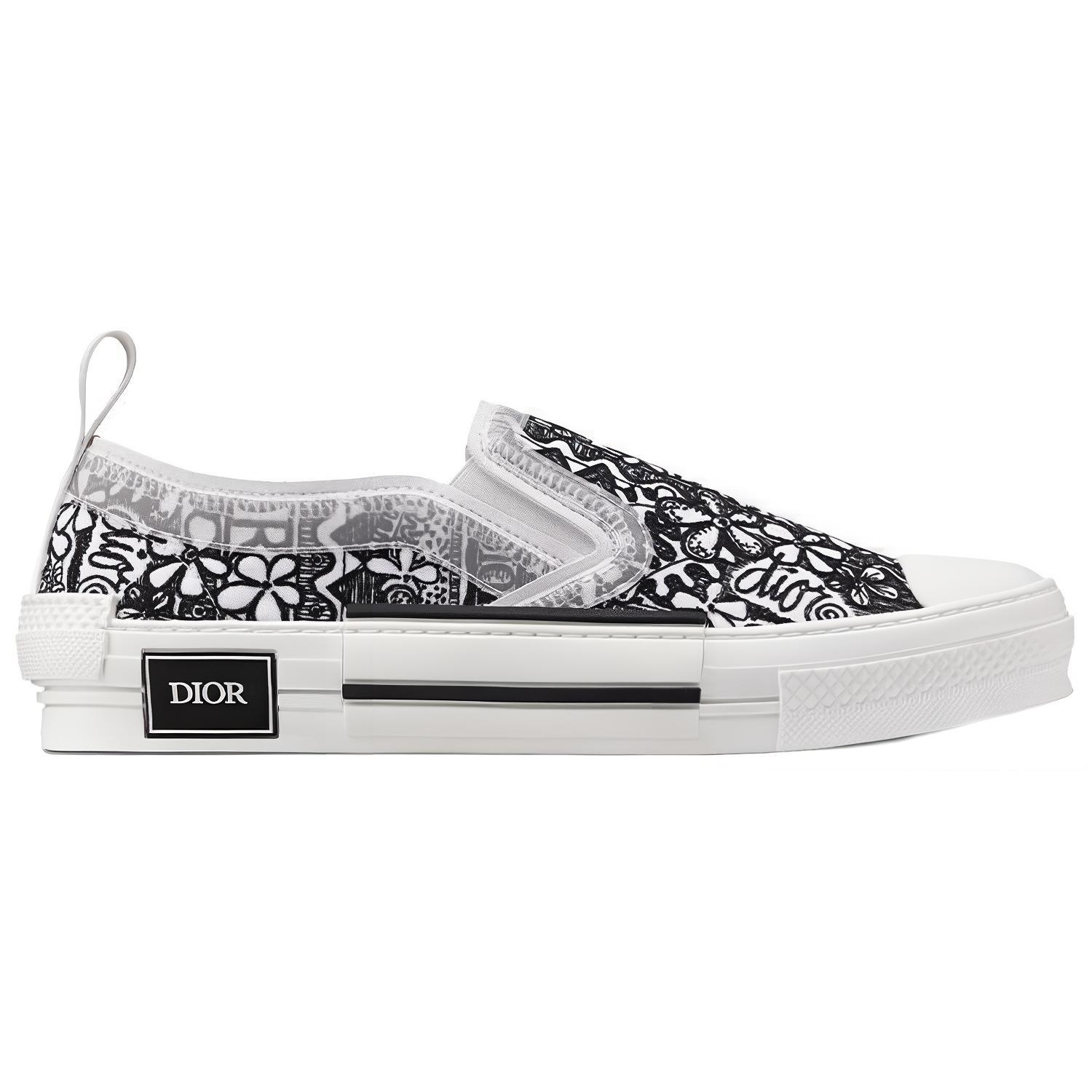 DIOR And Shawn B23 Slip On Black White Embroidery