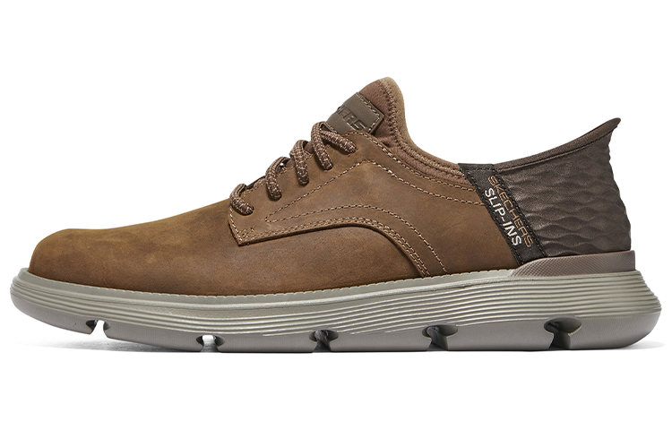 Skechers Slip Ins Hands Free Slip on Shoes Abrasion Resistant Low Top Casual Shoes Men's Brown