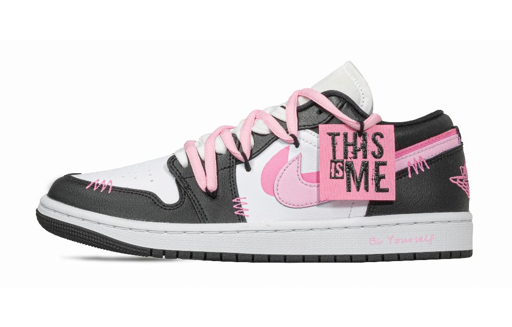 Jordan Air Jordan 1 'Panda' Anti-Slip Wear-Resistant Low-Top Skateboard Shoes Women's Black Pink