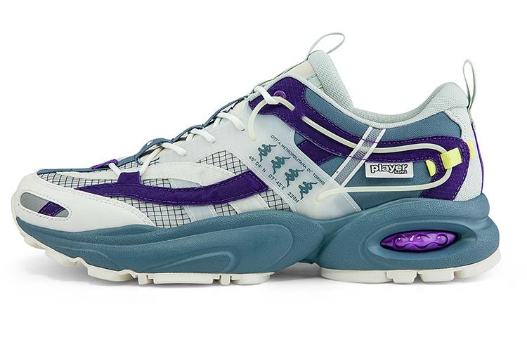 Kappa Player Series Chunky Sneakers Unisex Low-Top Lichen Limestone/Korean White/Blue Purple