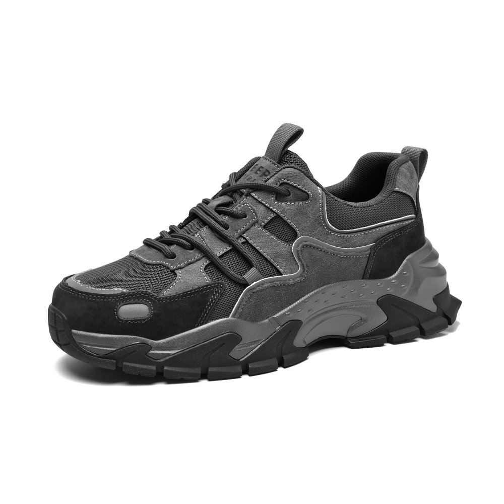 JEEP SPIRIT Black Myth Abrasion Resistant Breathable Low Top Casual Shoes Men's Black Gray