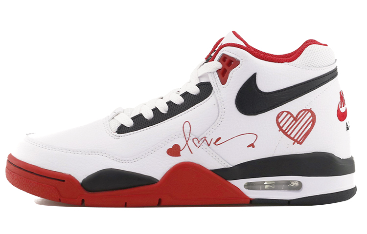 Nike Flight Legacy Wear-Resistant Mid-Top Vintage Basketball Shoes Unisex Red White