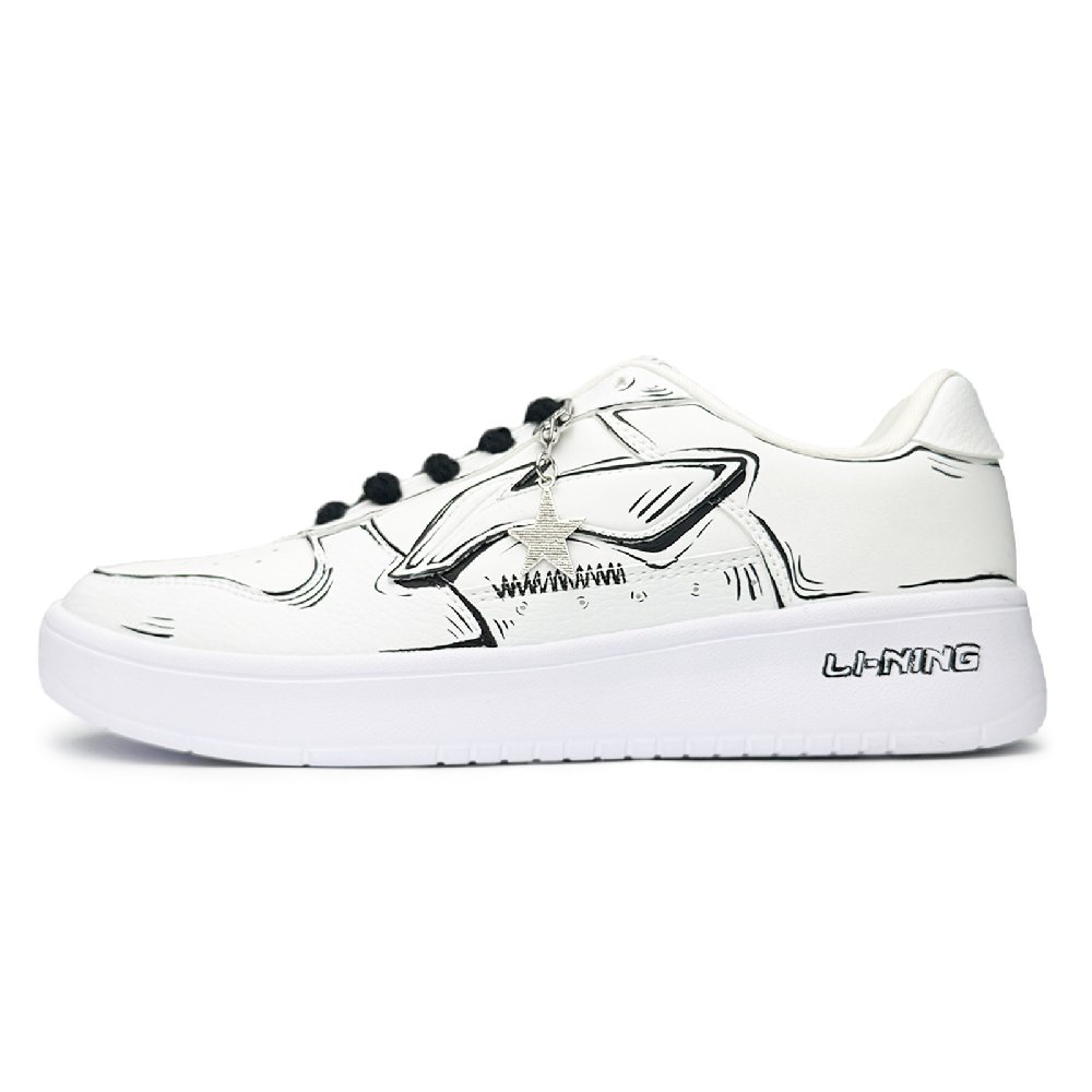 LiNing Pontoon Boats Anti Slip Wear Resistant Low Top Skateboard Shoes Unisex White Black