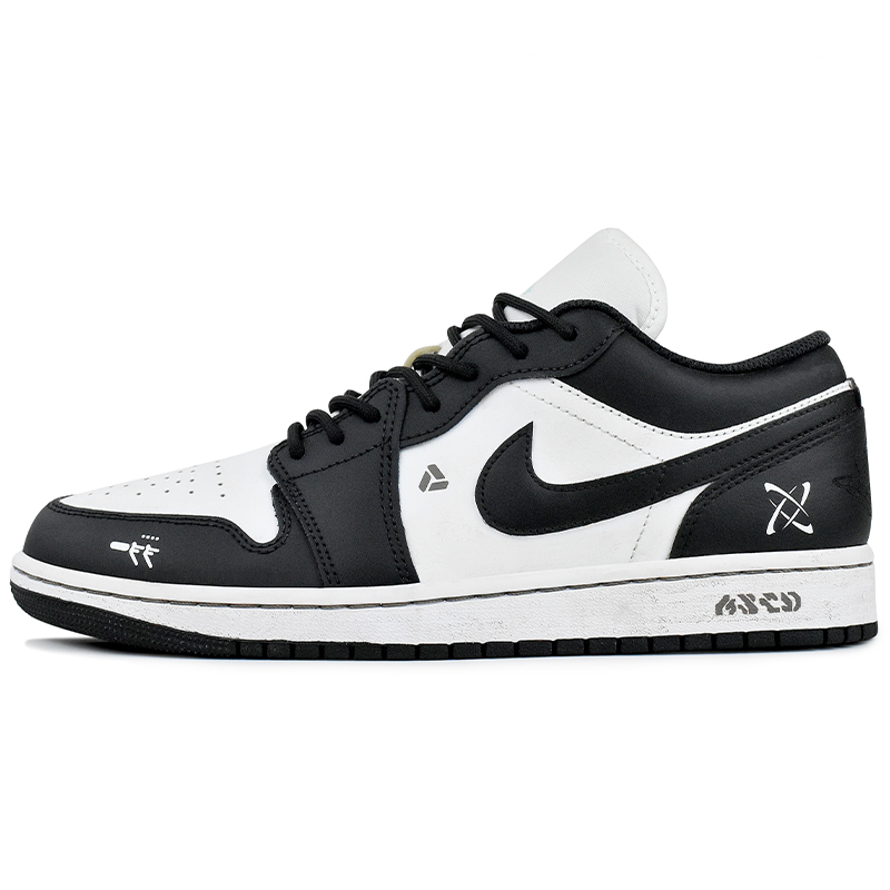 Jordan Air Jordan 1 Abrasion Resistant Low top Vintage Basketball Shoes Men's Black White