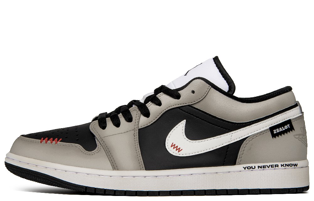 Jordan Air Jordan 1 Emotional Fragment Anti-Slip Wear-Resistant Low-Top Vintage Basketball Shoes Men's Black Brown